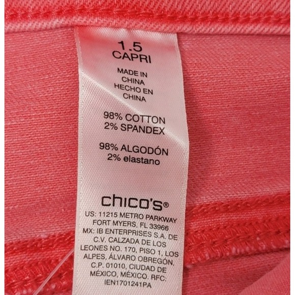 Chico's NEW Women's Size 10 Coral Perfect Girlfriend Slim Capri Fray Hem Jeans - Picture 14 of 15